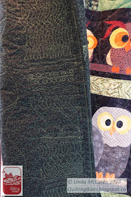 Owl quilt back - detail of the side borders