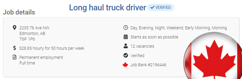 Long haul truck driver 12 vacancies Alberta jobs