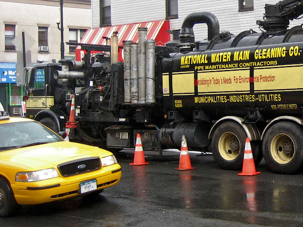 Mad Max Roto-Rooter Truck - Unclogging arteries outside Palace Fried Chicken at Nassau & Manhattan Aves. in Greenpoint.