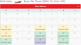 Giá vé máy bay Buôn Mê Thuột đi Vinh