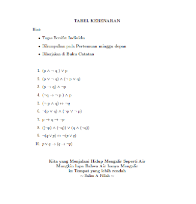 TUGAS KE-4 LOGIKA INFORMATIKA ~ KULIAH TAK SEINDAH DITIPI-TIPI