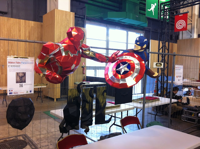 dt workshop maker faire paris 2015 mfp15 paper papier sculpture iron man captain america civil war