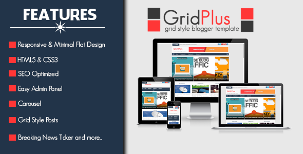 Grid Plus - Grid Style Responsive Free Blogger Template - Responsive Blogger Template