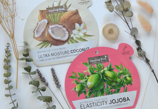 Healing Bird Botanical Face Masks in Ultra Moisture Coconut and Elasticity Jojoba