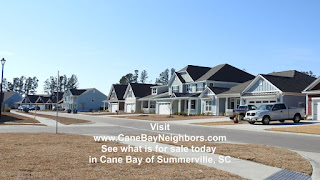 View of homes from street in Cane Bay of Summerville South Carolina