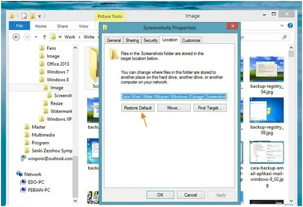 Cara Mengganti Default Penyimpanan Folder Screenshot Windows 8