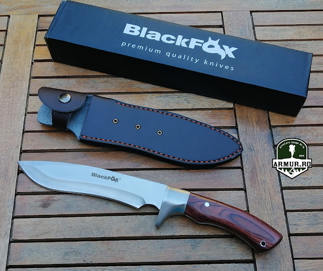 Cutit BlackFox N680 Cutit de vanatoare cu teaca din piele Full Tang Knife leather sheath