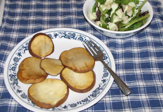 fried puffball served with a salad