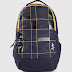 Skybags unisex Navy Blue and yellow checked backpack with rain cover