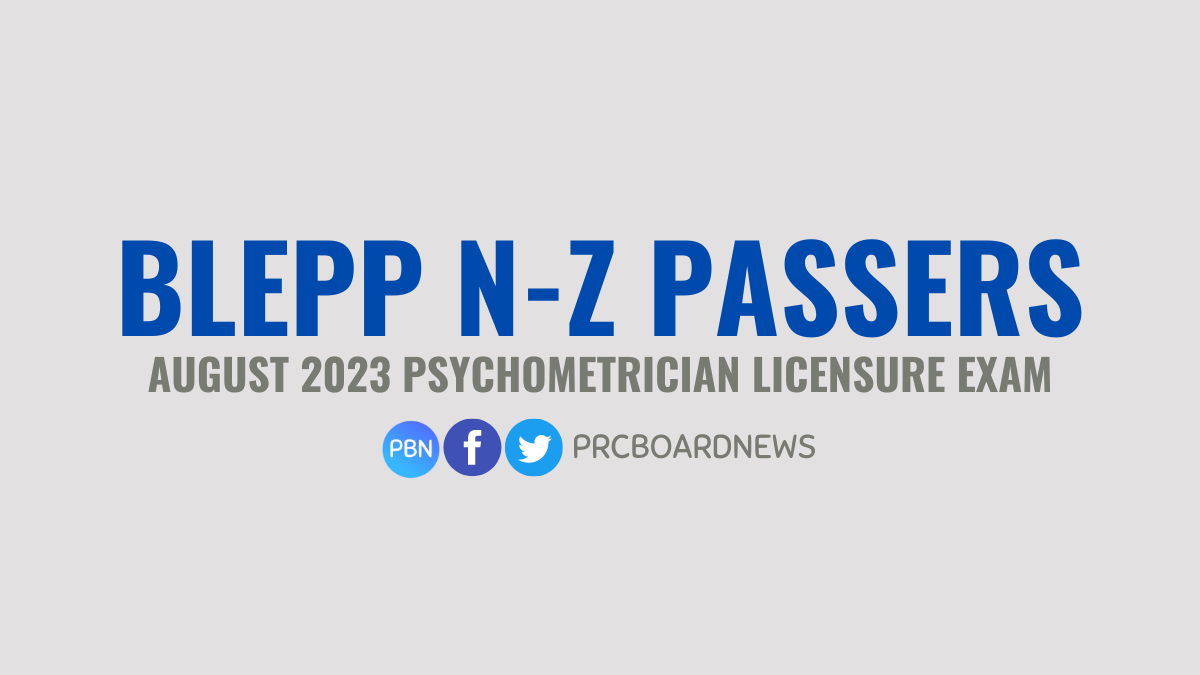 N-Z PASSERS: August 2023 Psychometrician board exam result