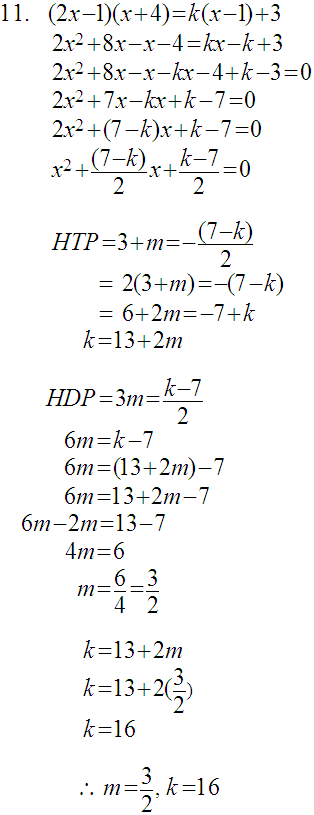 Matematik Tambahan: Persamaan Kuadratik