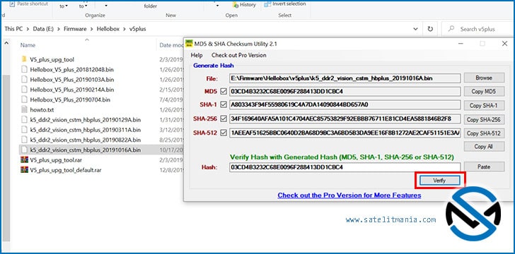 Cara Verifikasi Firmware Receiver Hasil Download