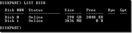 CMD List Disk
