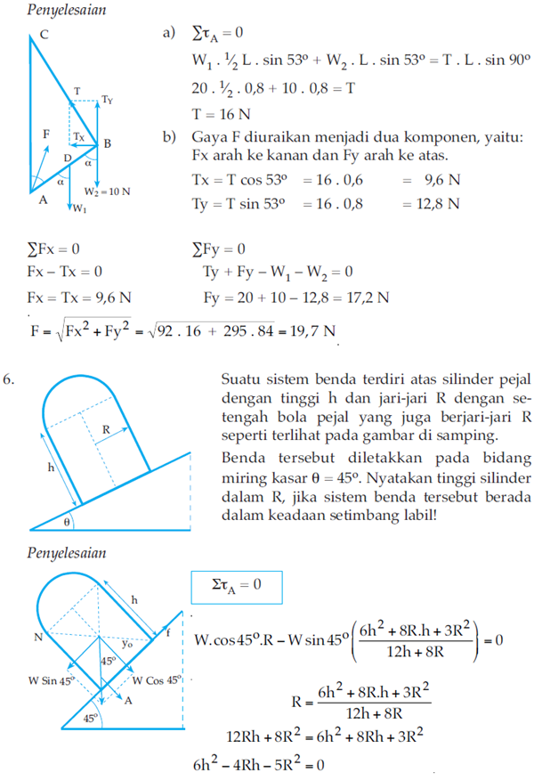 Contoh Soal Kesetimbangan Benda Tegar dan Pembahasan 4
