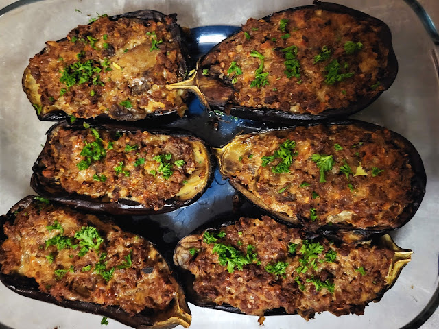 Gevulde aubergines (vegetarisch)