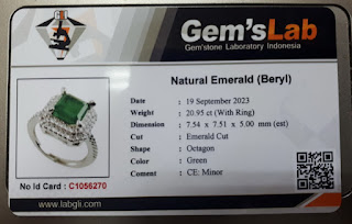 Batu Permata Natural Zamrud Emerald Beryl ZR011 Ikatan Perak With Memo