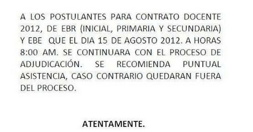 UGEL RIOJA - COMUNICADAO: Adjudicación de plaza para contrato docente - www.ugelrioja.gob.pe