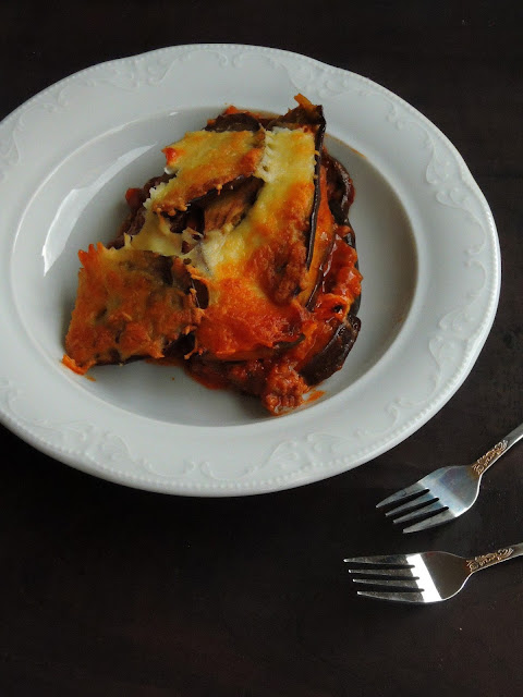 Eggplant Lasagna with Minced Soya filling