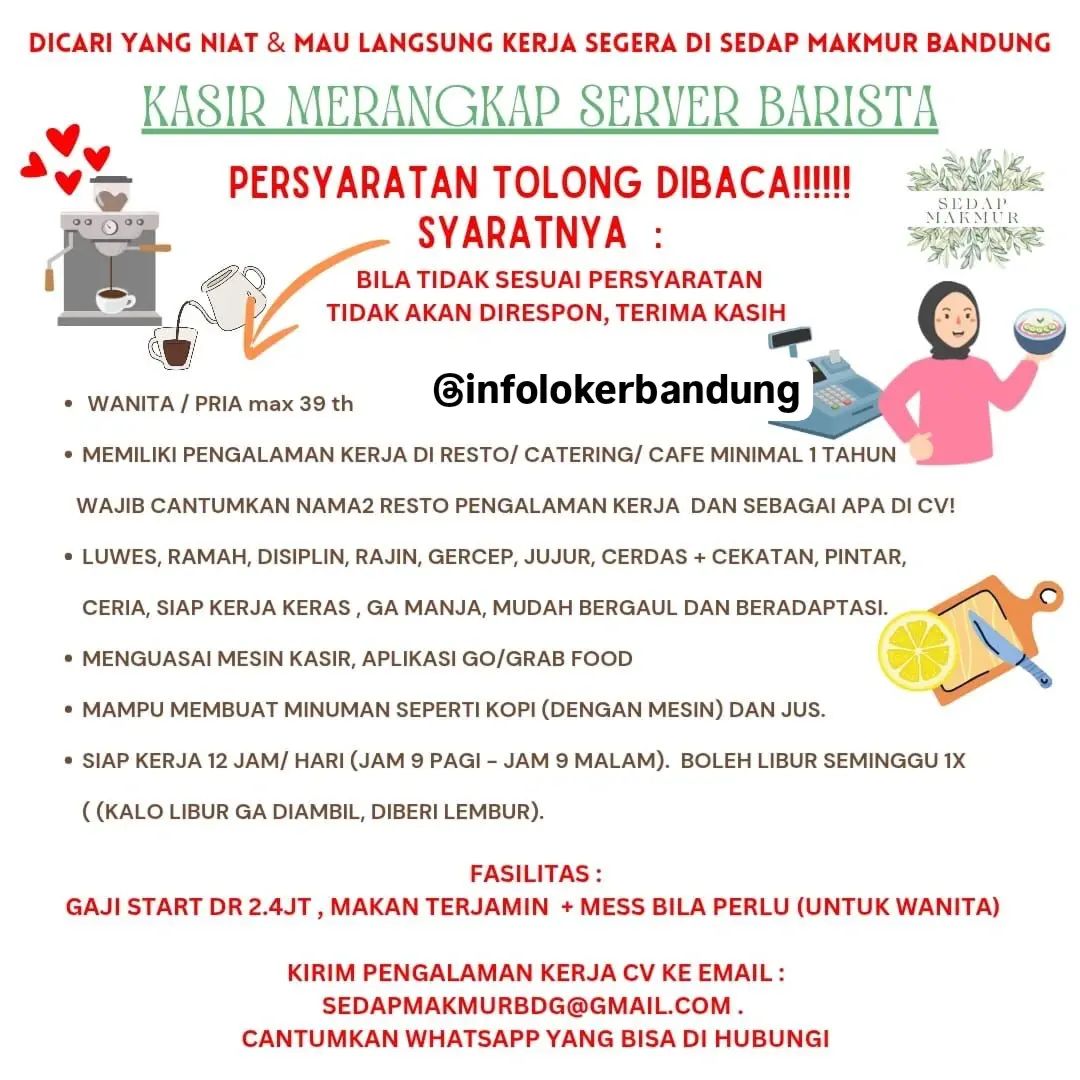 Lowongan Kerja Sedap Makmur Bandung Februari 2025