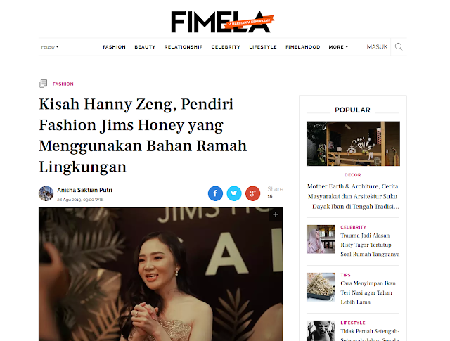Kisah Hanny Zeng, Peniri Fashion Jims Honey yang Menggunakan Bahan Ramah Lingkungan