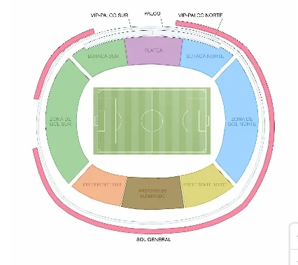 Zonas estadio Universitario en Monterrey