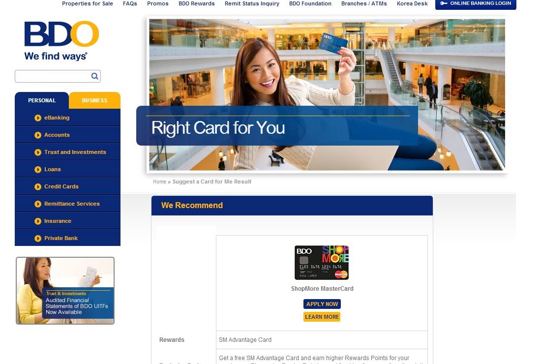 Simple J: BDO Credit Card Online Application