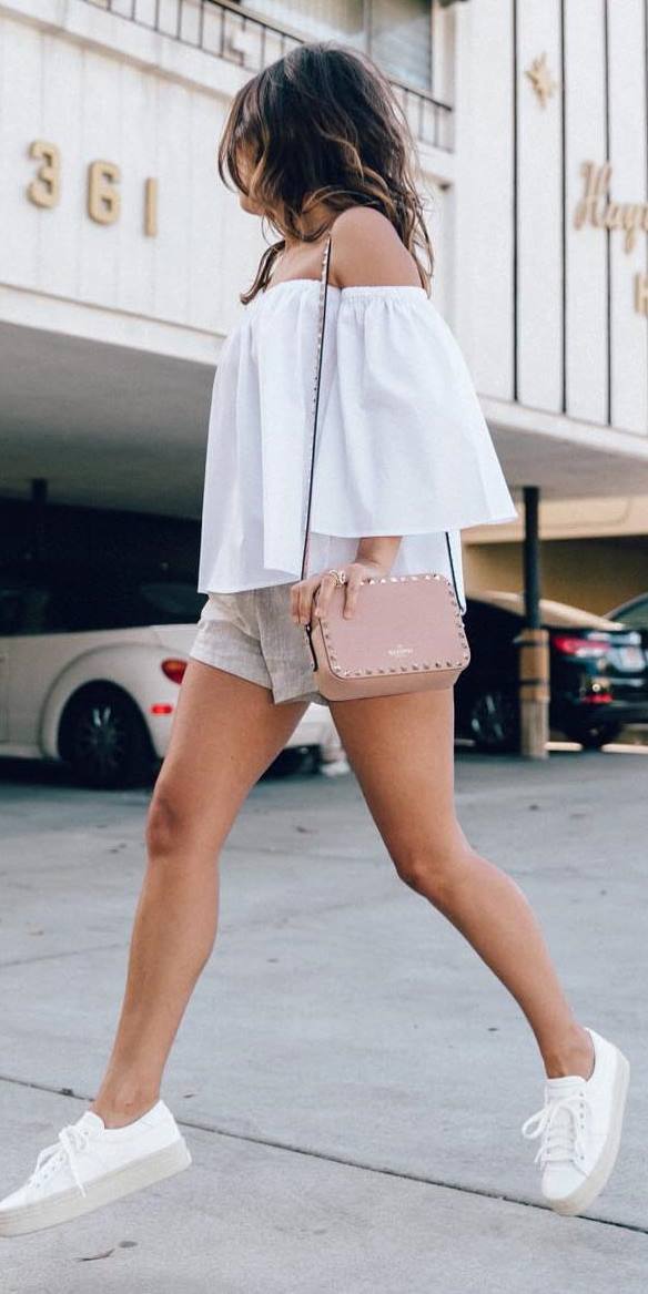 casual style addict: top + bag + shorts