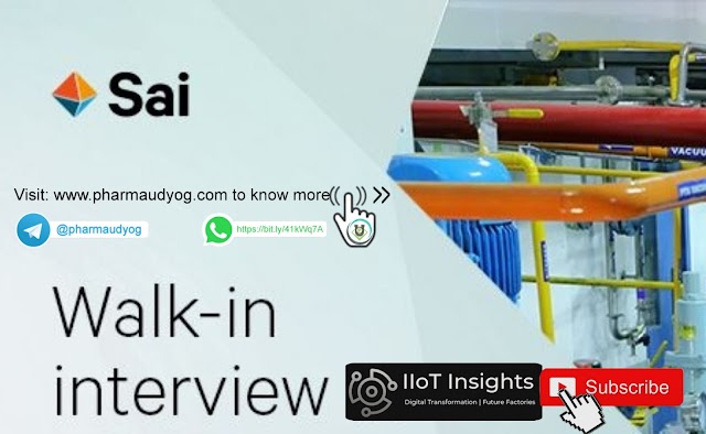 Sai Life Sciences | Walk-in interview for Production & QC on 22nd April 2023