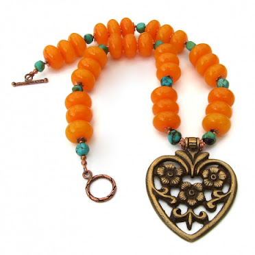 chunky flower heart pendant necklace gift for women