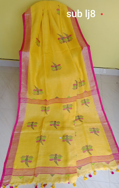 saree, linen jamdani saree, 