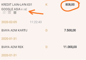 Notif transfer percobaan Google AdSense