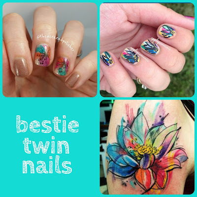 bestie twin nails collage