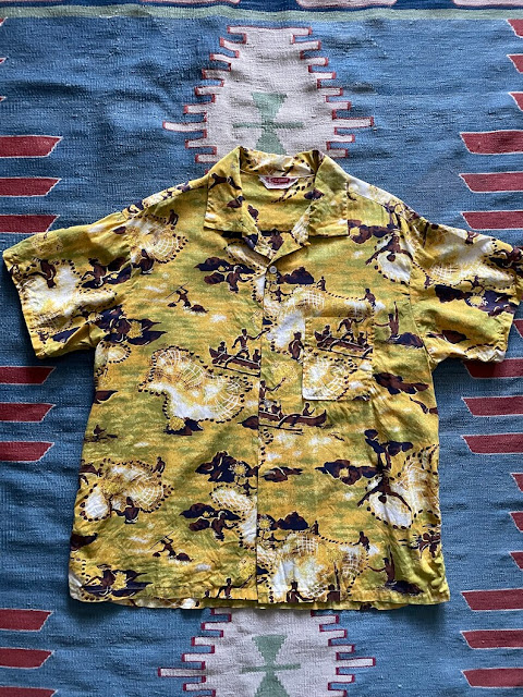 Vintage Hawaiian Style Shirt Flat lay