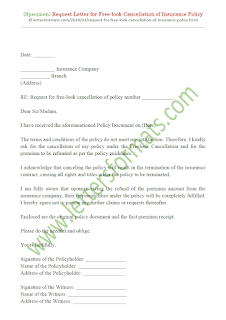 free look cancellation request letter format