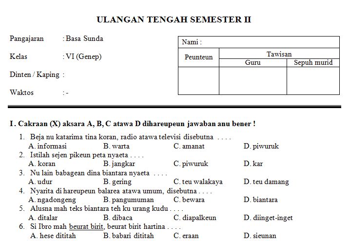View Soal Dan Kunci Jawaban Bahasa Sunda Kelas 10 Semester 2 Hasil