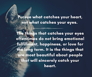 Pursue what catches your heart, not what catches your eyes.