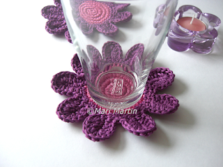 Crochet Flower Purple Coasters 