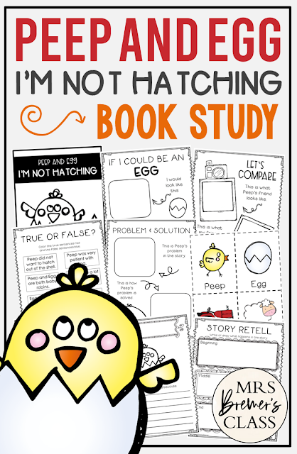 Peep and Egg I'm Not Hatching book activities unit with Common Core aligned literacy companion activities for Kindergarten and First Grade