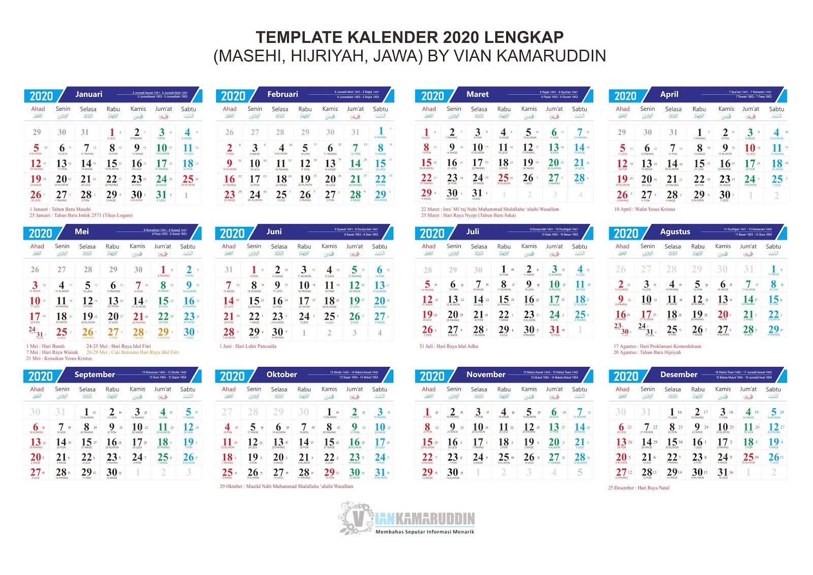 Template Kalender  Anak  Contoh Gambar Template