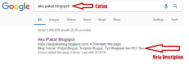 Cara Buat Blog Description Blogspot