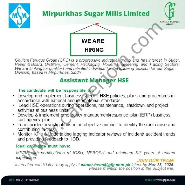 Mirpurkhas Sugar Mills Limited Latest Jobs in Mirpurkhas March 2024