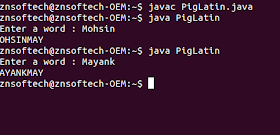 Java code to find the pigLatin equivalent of a word