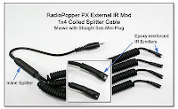 RadioPopper PX External IR Mod - 1x4 Coiled Splitter Cable