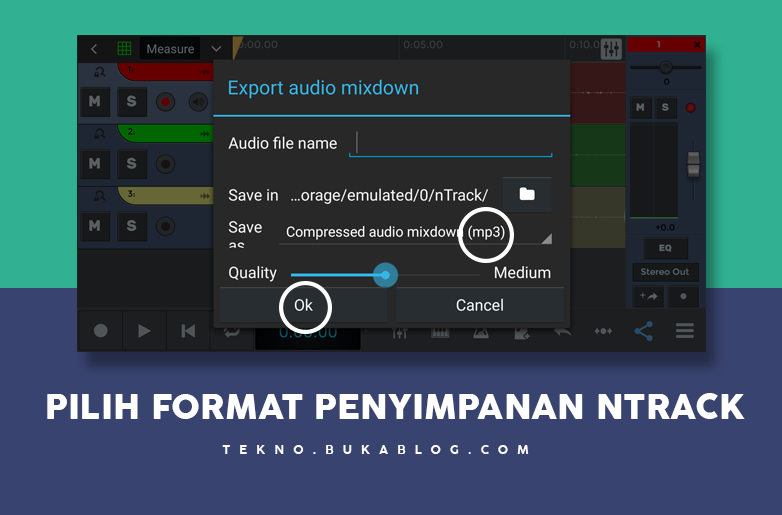 Pilih format penyimpanan ada WAV dan MP3