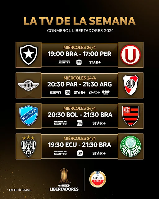 Fixture y Televisión de la Tercera Fecha de la Copa Libertadores 2024