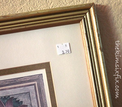Thrift store frame pricetag