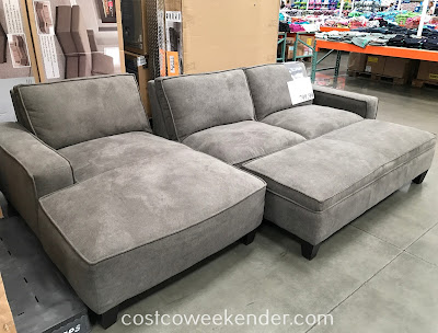Relax and put your feet up on the Fabric Sectional with Storage Ottoman
