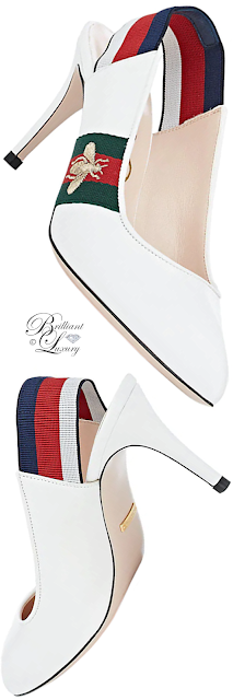 ♦Gucci Sylvie white leather pumps #gucci #shoes #white #brilliantluxury