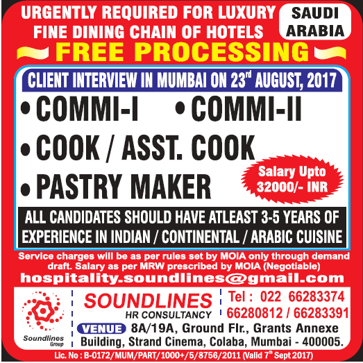 Luxury hotel jobs for KSA - free recruitment