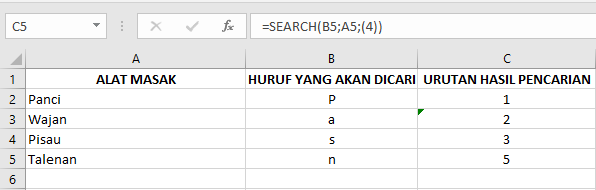 Tutorial Memasukkan Rumus Fungsi “SEARCH” Excel dan Contohnya